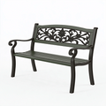 Gartenbank 127 x 63 x 88 cm Metall Schwarz Grün mit Armlehnen im klassischen Stil