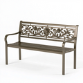 Gartenbank 122 x 62 x 92 cm Metall Bronze mit floralem Muster