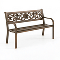 Gartenbank 127 x 60 x 88 cm Metall Bronze Blumenornament mit Armlehnen