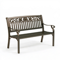 Gartenbank 120 x 60 x 90 cm Metall Bronze mit Blumenornamenten