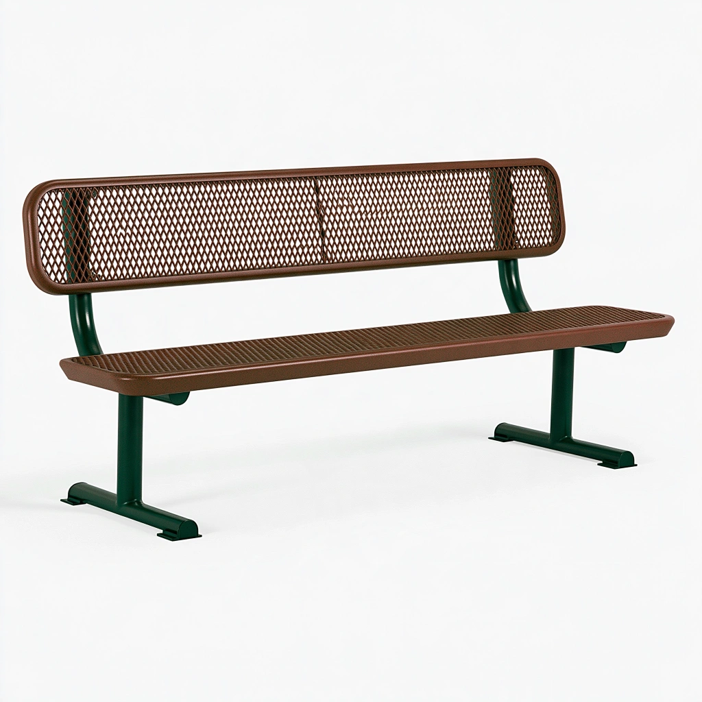Gartenbank 150 cm aus Metall Braun Dunkelgrün mit Rückenlehne