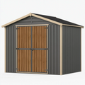 Gartengerätehaus 213 x 127 x 185 cm aus Stahl in Anthrazit Braun mit Doppeltür