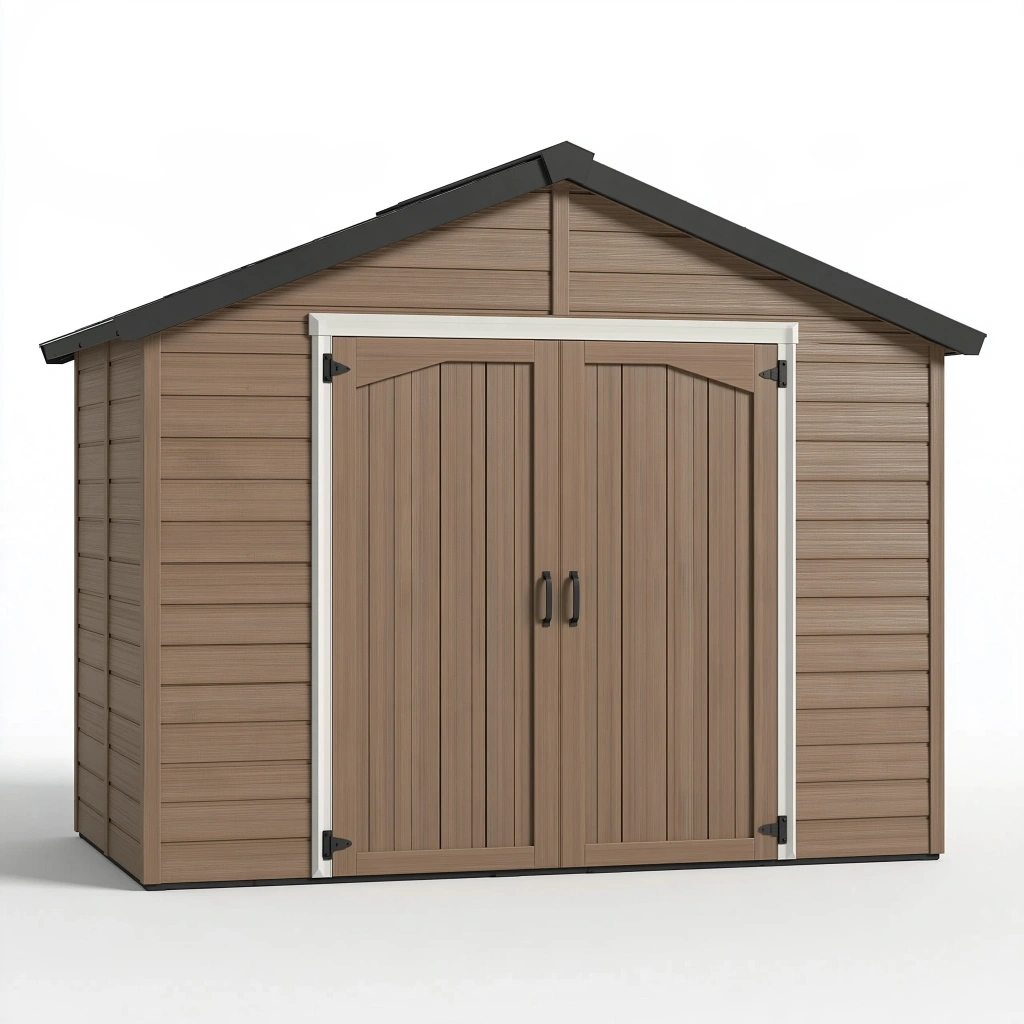 Gartenhaus 200 x 120 x 200 cm aus Kunststoff in Taupe mit Doppeltür