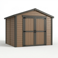 Kunststoff Gartenhaus 185 x 110 x 180 cm Braun Anthrazit mit Doppeltür wettergeschützter Geräteschuppen