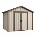 Metallgerätehaus 213 x 130 x 185 cm Beige Braun mit Doppeltür für Garten