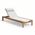 Gartenliege 200 x 70 x 35 cm aus Holz in Naturholz Weiß mit verstellbarer Rückenlehne