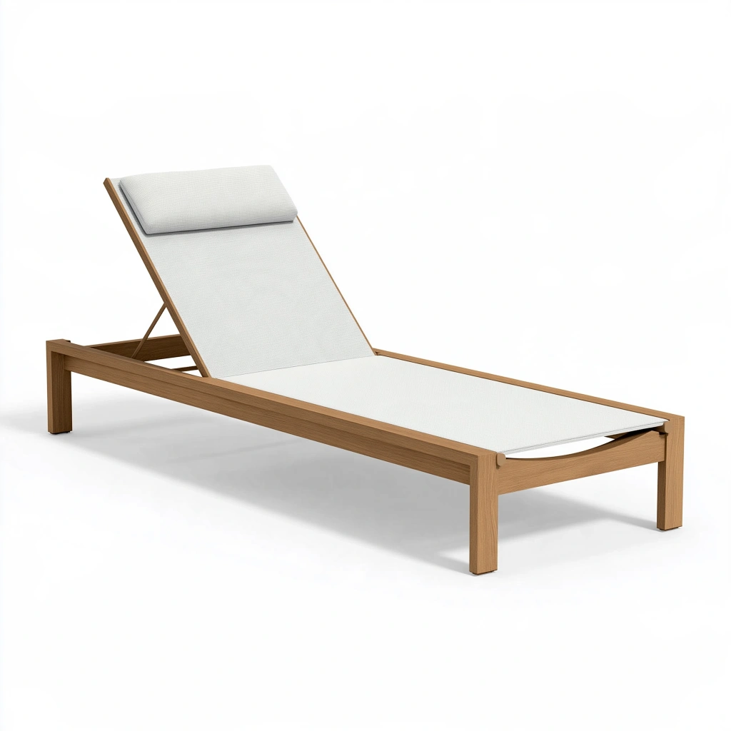 Gartenliege 200 x 70 x 35 cm aus Holz in Naturholz Weiß mit verstellbarer Rückenlehne