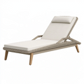 Sonnenliege 200 x 75 x 88 cm - Beige Natur Geflecht Holz verstellbar für Garten und Terrasse