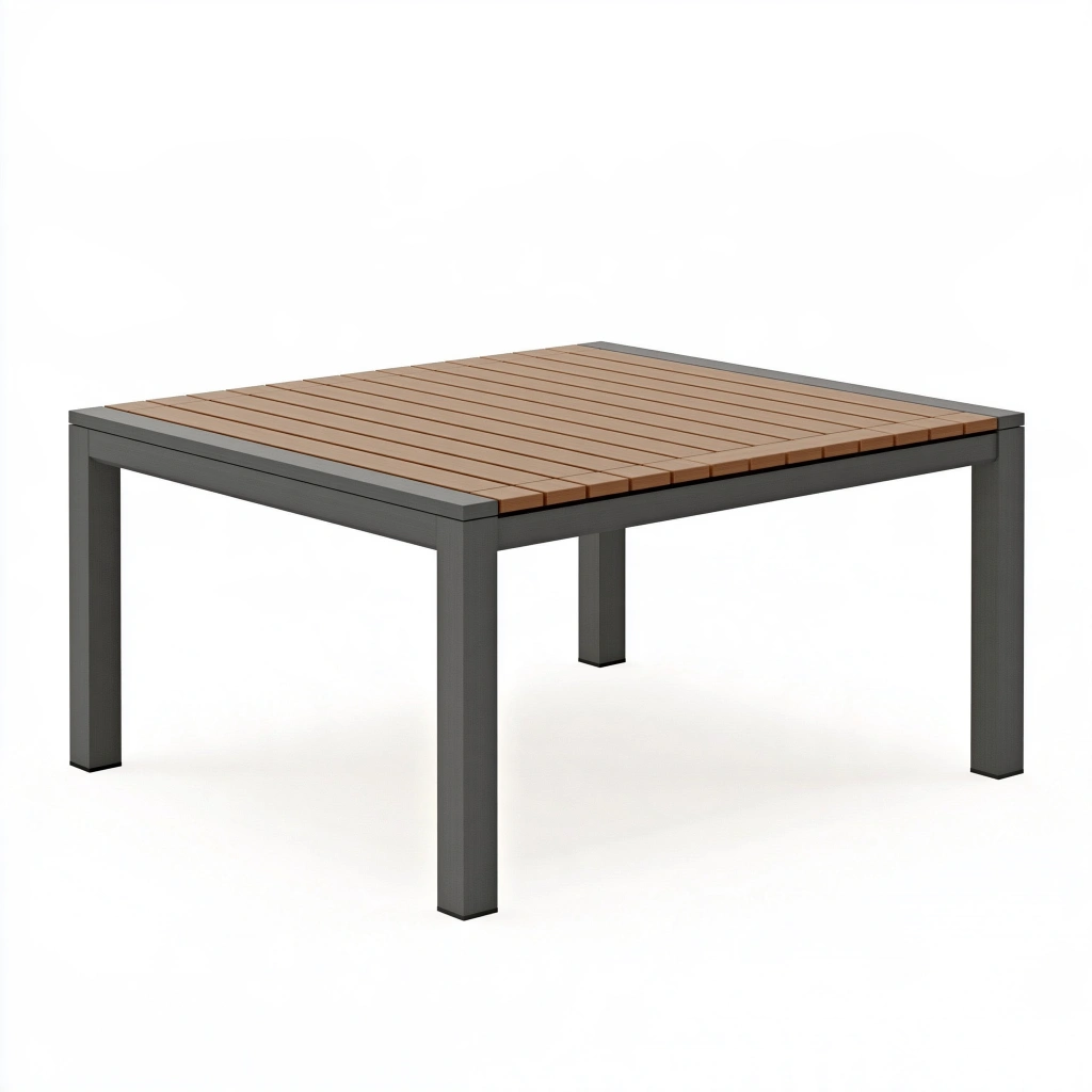 Gartentisch 160 x 90 x 75 cm Aluminium Holzoptik rechteckig