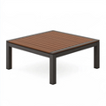 Gartentisch 100 x 100 x 75 cm Metall und Holz Braun Schwarz - quadratischer Terrassentisch