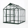 Gewächshaus 190 x 190 x 195 cm Aluminium Kunststoff Transparent Dunkelgrün für Garten mit Schiebetür