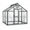 Gewächshaus 190 x 190 x 195 cm Aluminium Anthrazit mit Dachfenster