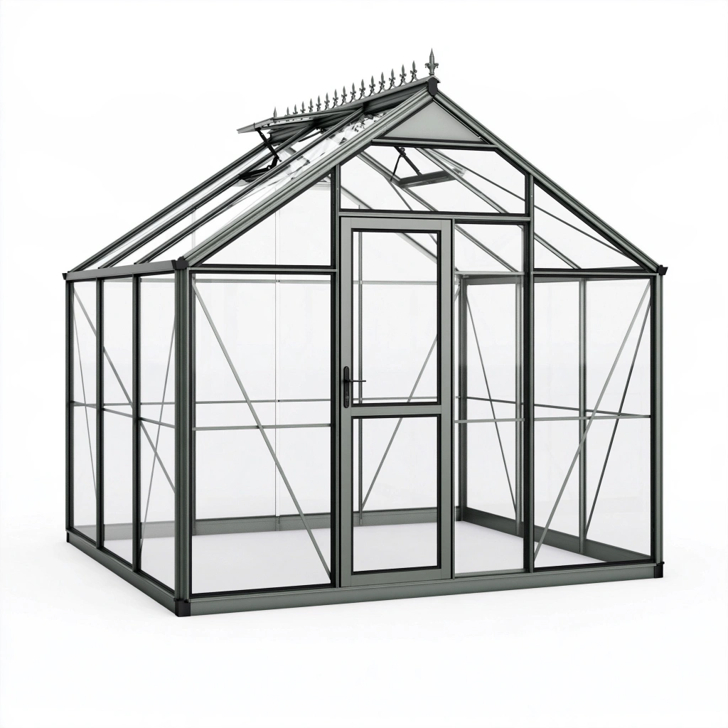 Gewächshaus 190 x 190 x 195 cm Aluminium Anthrazit mit Dachfenster