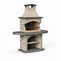 Gartengrill 140 x 70 x 210 cm aus Beton und Stein Grau Beige mit Grillrost und Kamin